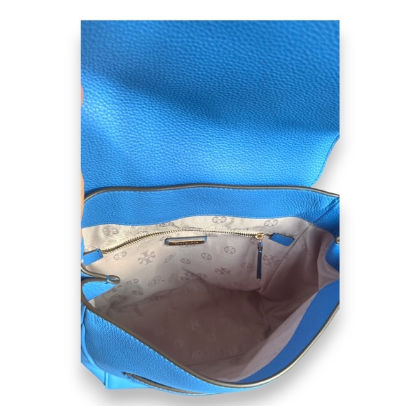 Tory Burch Eve Flap Backpack - High Tide Blue - Pebbled Leather -Like New - Picture 5 of 10